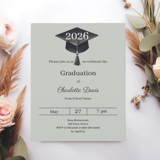 Lámina Graduation party sage green class 2026 invitation (Subido por el creador)
