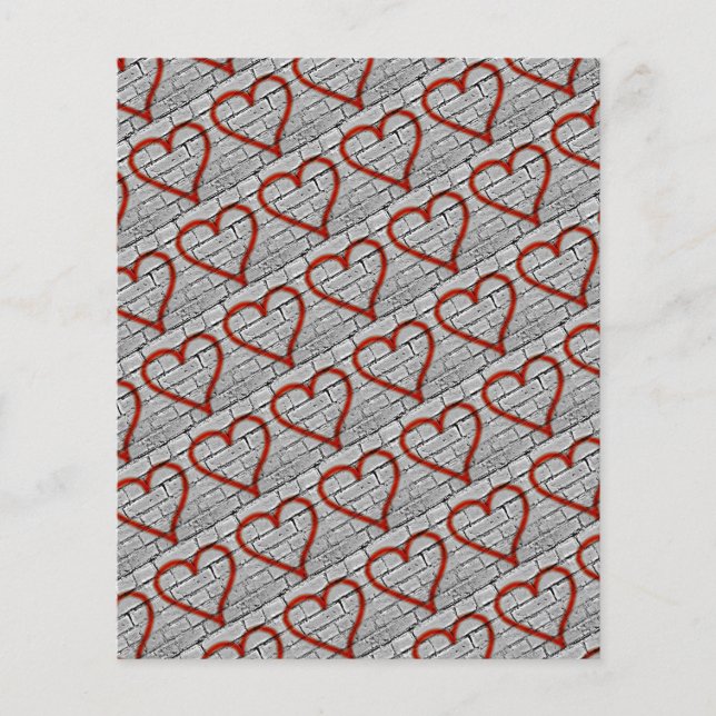 Lámina Graffiti rojo Corazones papel de cuaderno (Anverso)