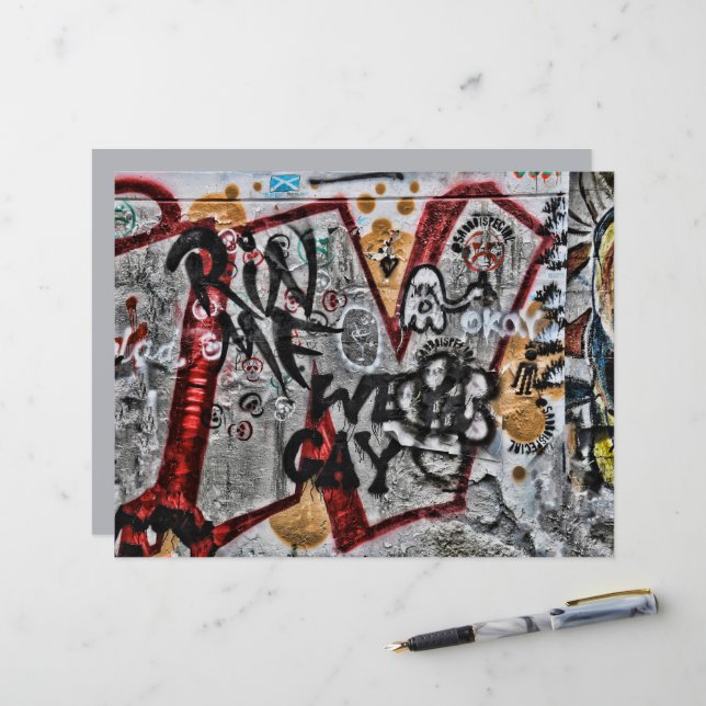 Lámina Graffiti Rojo Letras Gris Urbanas Wall Art (Anverso/Reverso In Situ)