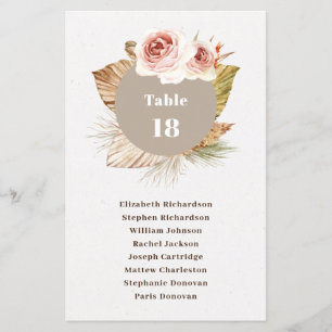 Lámina Gráfico de asientos de boda de boho floral del des