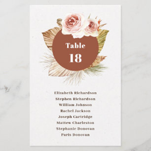 Lámina Gráfico de asientos de boda de boho floral del des