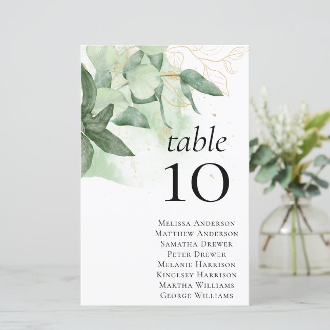 Lámina Gráfico de asientos de la tabla Boda de verde del  (Anverso de pie)