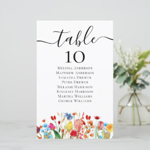 Lámina Gráfico de asientos de mesa de Boda de flores silv