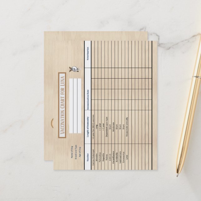 Lámina Gráfico de inmunización Fondo de madera (Anverso/Reverso In Situ)