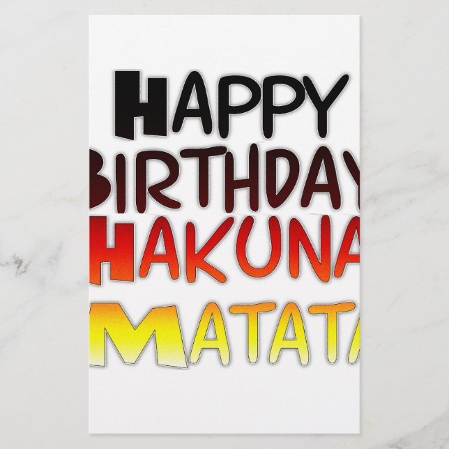 Lámina Gráfico Inspirador Feliz cumpleaños Hakuna Matata (Anverso)