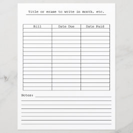 Lámina Gráfico mensual de pago de facturas en papel