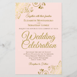 Lámina Gran invitación a la boda del presupuesto rosado