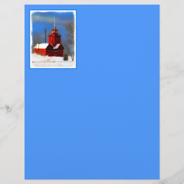 Lámina Gran pintura de faro rojo - Arte original (Anverso)