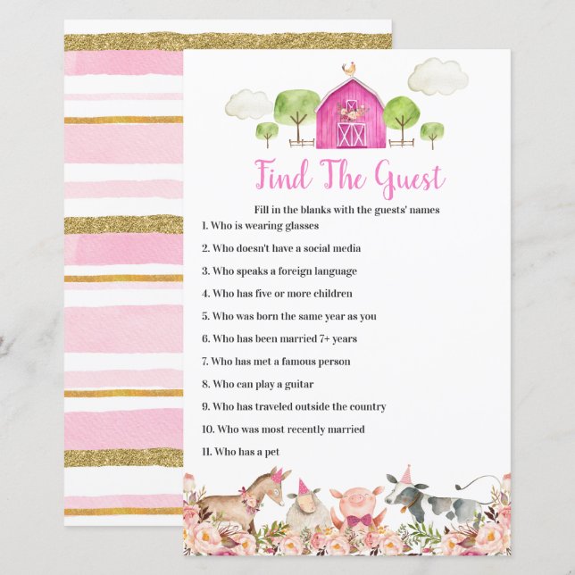 Lámina Granja Animales Barnyard Encuentra el juego de inv (Anverso / Reverso)