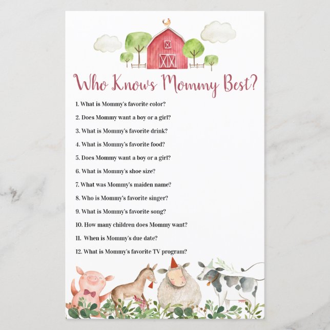 Lámina Granja Casa Animales Barnyard que conoce mejor a m (Anverso)