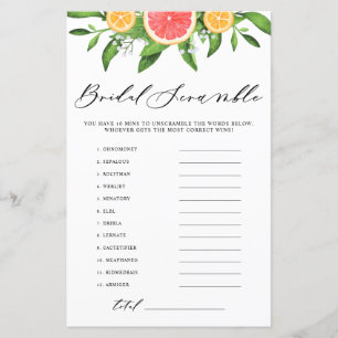 Lámina Grapefruit Bridal Bridal Scramble Bridal Shower Ga