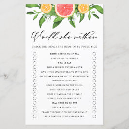 Lámina Grapefruit Prefiere Un Juego De Ducha De Novias