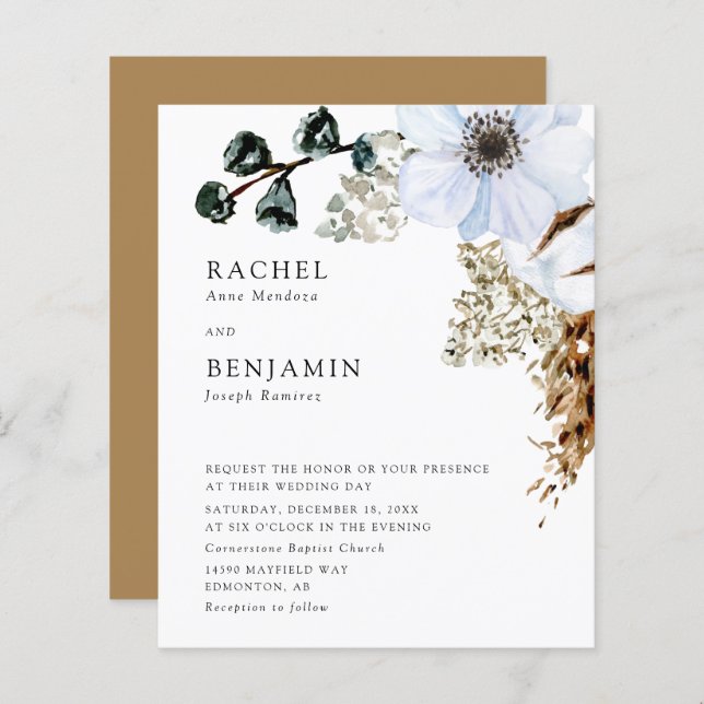 Lámina Grass Elegant Boho Boda Floral (Anverso / Reverso)