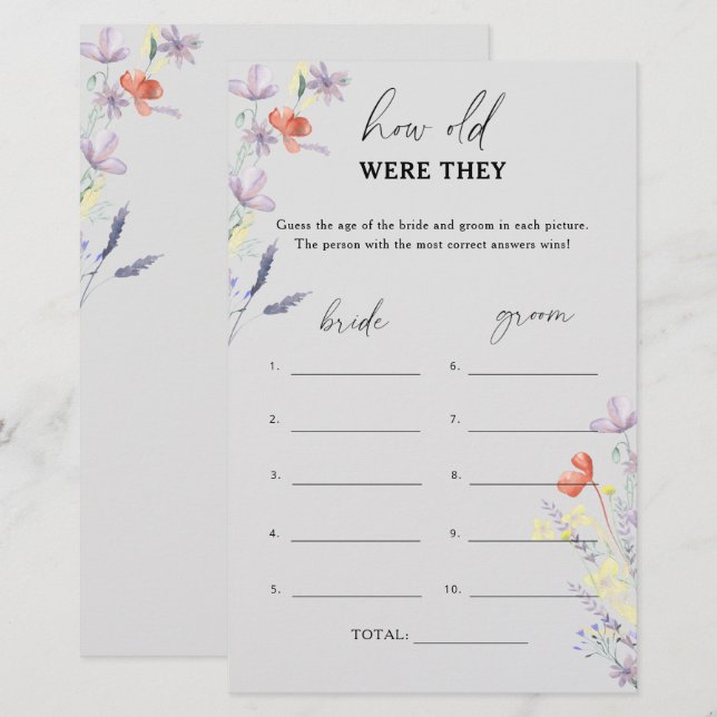Lámina Gray Boho Floral Qué edad tenían los juegos de nov (Anverso / Reverso)