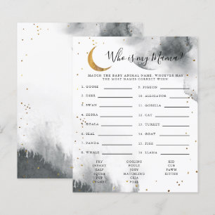 Lámina Gray Moon Who is My Mama Baby Shower Game