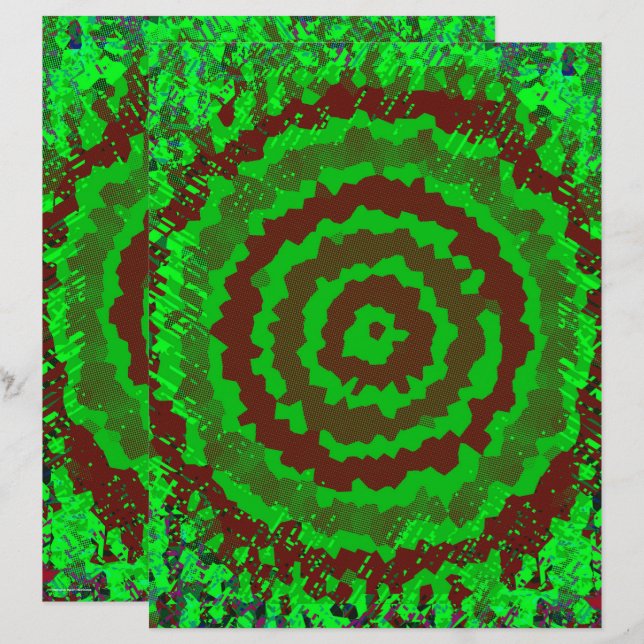 Lámina Green Abstract Flower Scrapbook Paper 2-Sided Page (Anverso / Reverso)