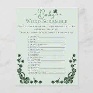 Lámina Green Baby Word Scramble Irish Baby Shower Game