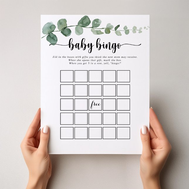 Lámina Green Delight Eucalyptus Baby Bingo Shower Game (Subido por el creador)