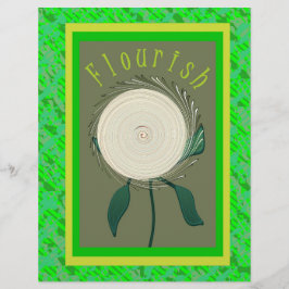 Lámina Green Flourish Flower Scrapbook Paper 2-Sided Page