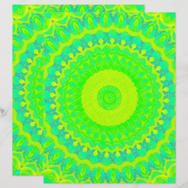 Lámina Green Kaleidoscope Scrapbook Paper 2-Sided Page (Anverso / Reverso)