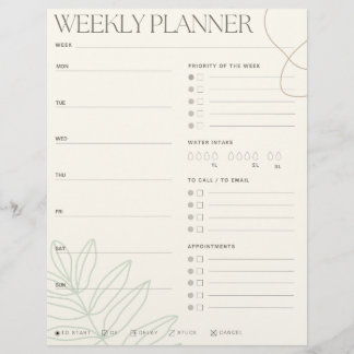 Lámina Green Leaf Weekly Planner