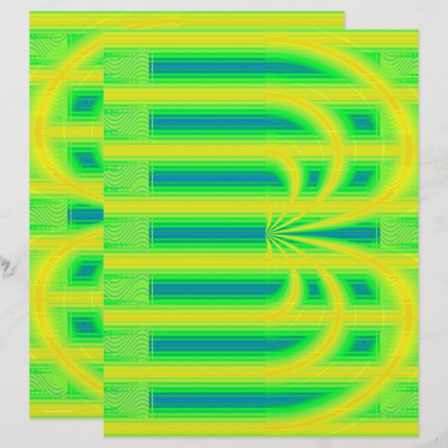 Lámina Green Retro Cathedral Scrapbook Paper 2-Sided Page (Anverso / Reverso)