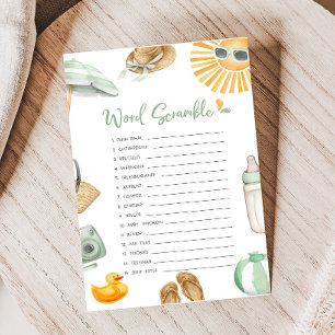 Lámina Green Splish Splash Baby Shower Word Scramble Game