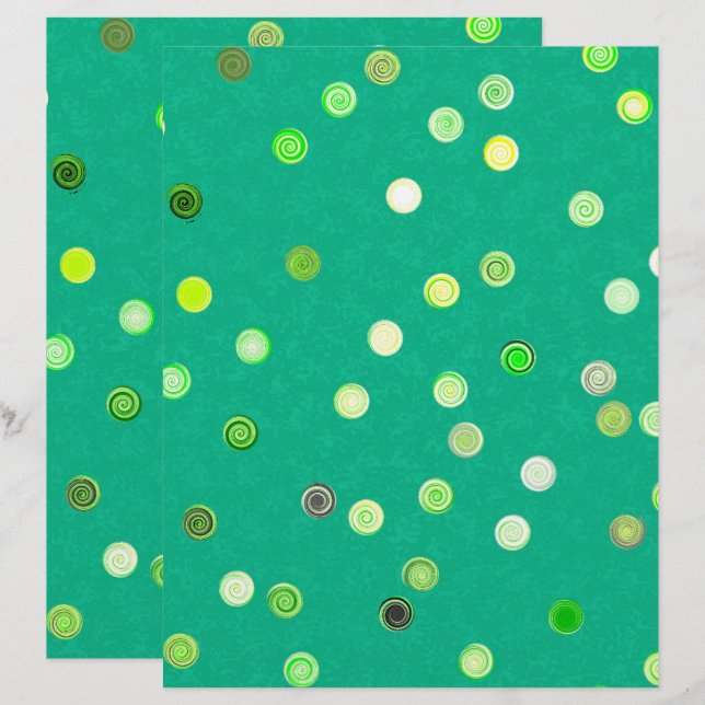 Lámina Green Twisty Polka Dot Spiral 2-Sided Scrap Paper (Anverso / Reverso)