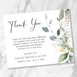 Lámina Green Watercolor Memorial Funeral Gracias