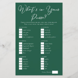 Lámina Green What's in Your Purse Bridal Shower Game