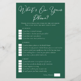 Lámina Green What's On Your Phone Bridal Shower Game