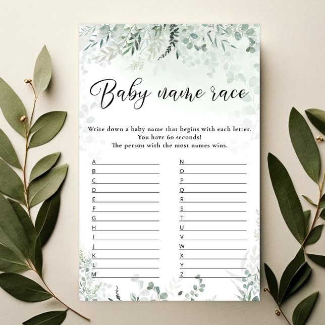 Lámina Greeneration Eucalyptus Baby Name Race Game (Subido por el creador)