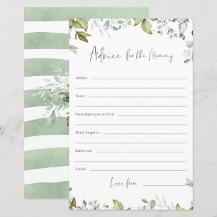 Lámina Greenery Baby Shower Game Advice Para La Madre Que