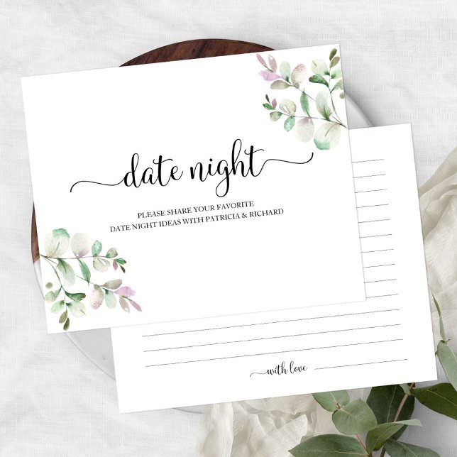 Lámina Greenery Bridal Shower Date Jar Cards nocturnos (Subido por el creador)