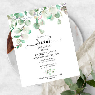 Lámina Greenery Bridal Tea Fiesta Invitación presupuestal