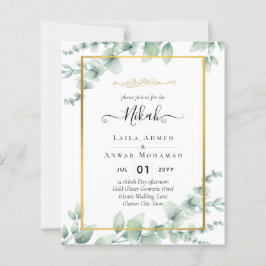 Lámina Greenery NIKAH WALIMAH Eucalyptus GOLD QR CÓDIGO I