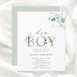 Lámina Greenery Presupuestario Eucalyptus Boy Baby Shower