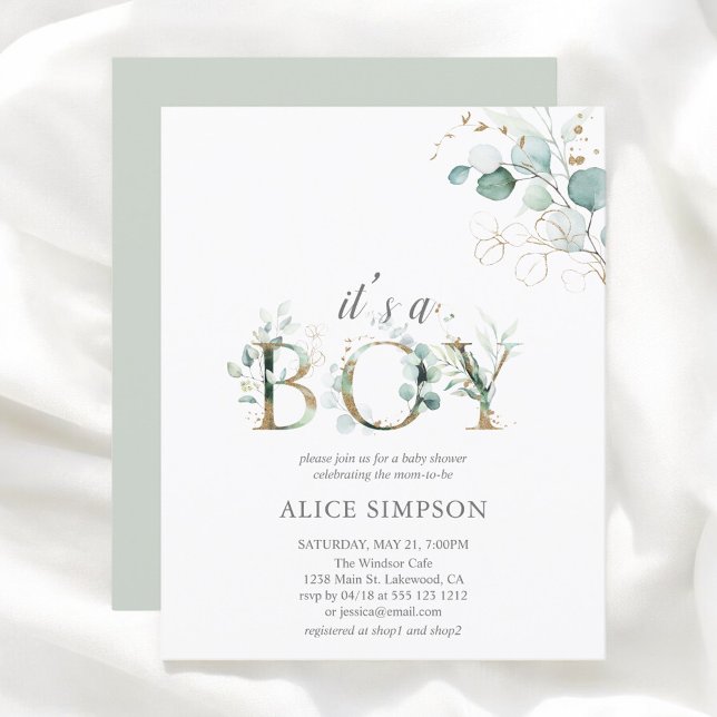 Lámina Greenery Presupuestario Eucalyptus Boy Baby Shower (Subido por el creador)