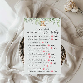 Lámina Greenery Teddy Bear juego Baby Shower "Adivina qui