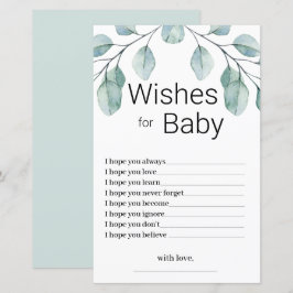 Lámina Greenery Wishes for Baby Shower Game