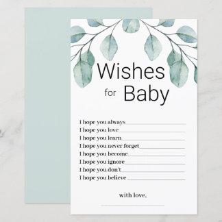 Lámina Greenery Wishes for Baby Shower Game