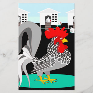 Lámina Gris rooster y gallinas