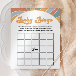 Lámina Groovy Baby Shower Bingo Gift Retro Juego