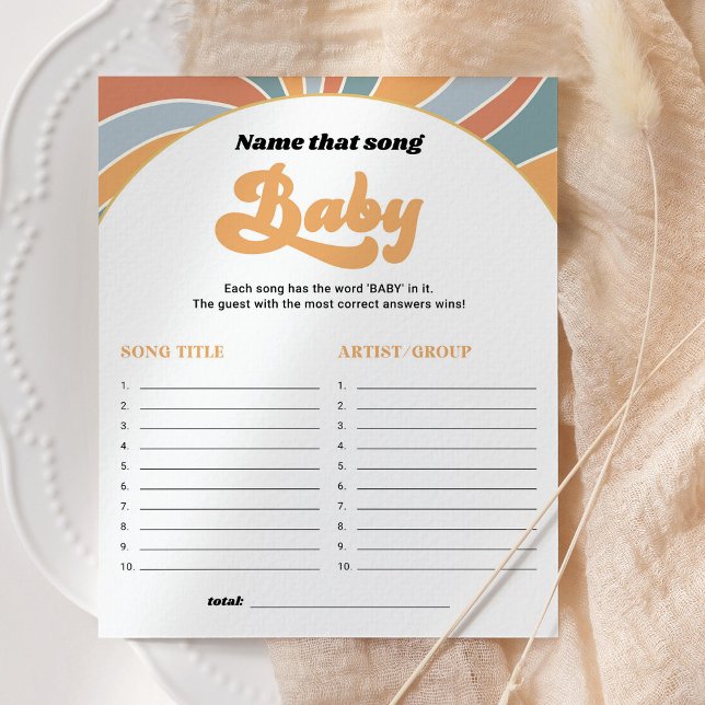 Lámina Groovy Nombre Ese Juego De Baby Shower De Canción (Subido por el creador)