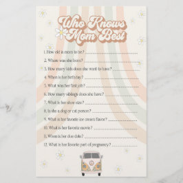 Lámina groovy retro baby ducha que conoce mejor juego a m