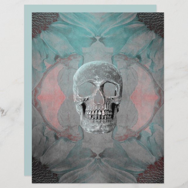 Lámina Grosella floral gótica floral Verde azulada gris r (Anverso / Reverso)