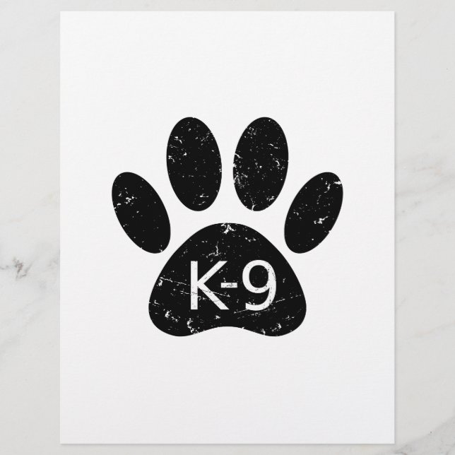 Lámina Grunge Perro angustiado Paw K-9 (Anverso)