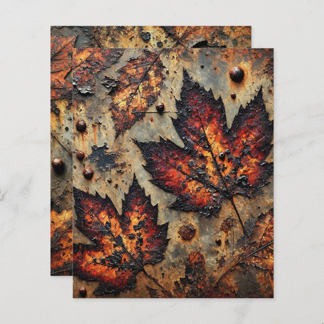 Lámina Grungy Autumnal Rusty Metalizado Scrapbook Paper (Anverso / Reverso)