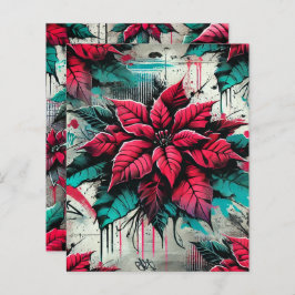 Lámina Grungy Florals Poinsettia Graffiti Scrapbook Paper