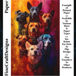 Lámina Grupo De Perros, Fondo Vibrante CT6 Papel Artesana